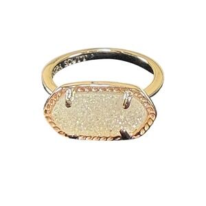 Kendra Scott Druzy Cocktail Ring Gold Tone Oval Statement Estimated Size 7